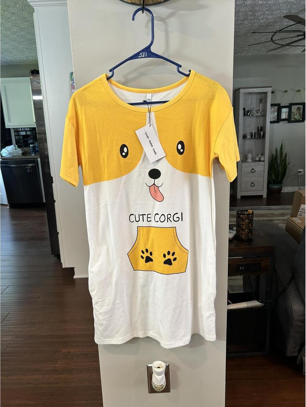 Cute Corgi Graphic T-Shirt Dress/Sleepwear XL